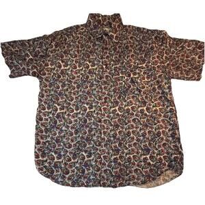 Silk Uomo By Nak Shirt Medium Mens Paisley All Over Patterned Button Up 100%Silk